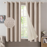 1 x RAW Customer Returns MIULEE blackout curtains with eyelets, linen look, set of 2, 145 x 140 cm, beige curtain, opaque with eyelets, thermal curtain, cold protection, curtains, living room, bedroom, heat-insulating - RRP €37.99