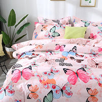 1 x RAW Customer Returns Freyamy children s bed linen 100 x 135 cm 2-piece pink colorful butterfly reversible bed linen brushed microfiber soft children s bed linen girls duvet cover with zipper and pillowcase 40 x 60 cm - RRP €22.72