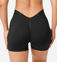 1 x Brand New Yiifit Sport Shorts Women V Back 3.5 Scrunch Butt Gym Shorts High Waist Crossback Leggings Sports Pants Short for Summer Fitness Workout Black Medium - RRP €27.6