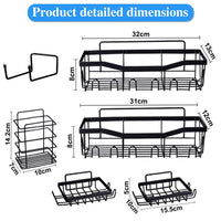 1 x RAW Customer Returns HXC-BLG shower shelf without drilling set of 6 shower shelves without drilling with soap holder, shower shelf bathroom set with 20 hooks shower shelf, shower basket for bathroom kitchen - RRP €12.99