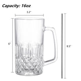 1 x RAW Customer Returns Frcctre 6 Pack 16oz Glass Beer Mug Large Beer Glasses with Handle and Stainless Steel Straws, Lead Free Crystal Drinking Glasses Water Cups for Beer Juice Drinks Bar - RRP €26.99