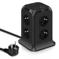 1 x RAW Customer Returns GLCON power strip with USB, 8-way multiple socket with 2 USB and 2 USB C distribution socket with switch, 2M extension cable black - RRP €31.2