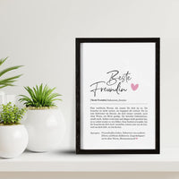 1 x Brand New Definition Posters Art Prints Christmas Gifts Best Friend Gifts Wall pictures living room Christmas gift best friend birthday wall decoration living room DINA A4 with frame - RRP €15.12