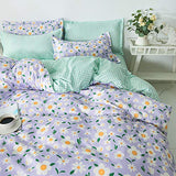 3 x Brand New ED-Lumos bed linen 200x150cm 4-piece duvet cover purple with flower duvet cover 150x200cm set with pillowcases 48x74cm bed sheet 200x230cm bed linen sets microfiber zipper soft and iron-free - RRP €86.97