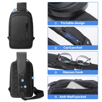 1 x RAW Customer Returns hk shoulder bag men, waterproof chest bag for 11.3 inch iPad crossbody bag with USB charging port backpack sling bag men small for work travel cycling hiking-black - RRP €39.99