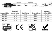 1 x RAW Customer Returns Gresonic 100 200 300 400 LED fairy lights, power operated with plug, indoor and outdoor for wedding, Christmas, party, warm white green cable, 400LED  - RRP €28.8