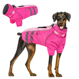 1 x RAW Customer Returns ASENKU Dog Coats Winter Waterproof Dog Jacket Windproof Reflective Dog Vest for Cold Weather, Warm Fleece Dog Coat with Harness, Pink, XL - RRP €37.3