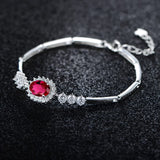 1 x RAW Customer Returns JIANGXIN 925 Sterling Silver Bracelets Women s Adjustable Sparkle Birthstone Princess Diana Bracelet Women Jewelry Gifts for Mom Wife Girls Created Ruby  - RRP €36.29