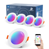 1 x RAW Customer Returns DUSKTEC recessed spotlight LED RGB dimmable Alexa, LED spots 230V RGBW warm white 68mm Smart, ceiling spots LED 7W color changing colorful Bluetooth, IP44 ceiling  phone controllable for bathroom 4-pack - RRP €31.99