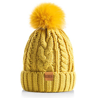 1 x RAW Customer Returns REDESS Women s Winter Pompom Hat with Warm Fleece Lining, Thick Thick Snow Knit Ski Hat - RRP €19.99