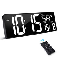 1 x RAW Customer Returns XREXS Digital Wall Clock with Remote Control, 16.5 Large LED Digital Wall Clock, Digital Alarm Clock with Adjustable Brightness, Digital Wall Clock with Time Date Temperature White  - RRP €48.59