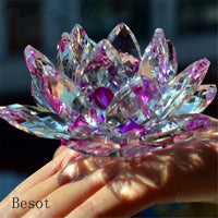 1 x RAW Customer Returns TYGJB Fine Quartz Crystal Lotus Flower Natural Stones and Minerals Feng Shui Sphere Crystals Flowers for Wedding Souvenir Purple  - RRP €13.89