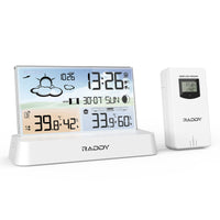 1 x RAW Customer Returns Raddy DT6 weather station indoor outdoor, DCF radio clock, digital color display indoor and outdoor thermometer hygrometer, home weather station with weather forecast and barometer - RRP €40.12