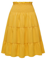 5 x Brand New DRESSTELLS Pleated Skirt Women Midi Pleated Skirt Elegent Boho Elastic Chiffon Skirt Summer Beach Skirt Turmeric 2XL - RRP €156.25