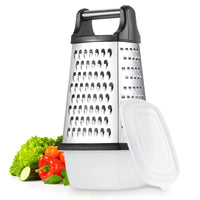 1 x RAW Customer Returns 4 Sided Grater, Multifunctional Stainless Steel Vegetable Grater, Grater for Cheese, Fruit, Vegetables, Carrots, Dishwasher Safe - RRP €22.8