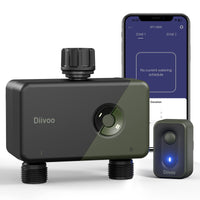 1 x RAW Customer Returns Diivoo irrigation computer WLAN 2 outputs with 60M RFID technology, smart timer irrigation with app, Alexa voice control, 6 irrigation plans, automatic irrigation timer for garden - RRP €55.99