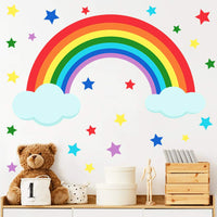 2 x Brand New 2pcs Rainbow Baby Wall Sticker Children s Room Wall Stickers, Children s Room Wallpaper for Boys Bedroom Nursery 105x74cm  - RRP €45.6