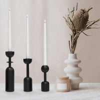 12 x Brand New FAEFTY Wooden Candle Holder Set of 3 6 Pieces LED Electric Candle, Candle Holder Black Candle Holder Stick Candles for Dining Table, Living Room, Bedroom - RRP €241.92