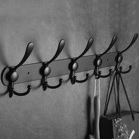 1 x RAW Customer Returns Encozy wall coat rack black, coat rack, coat hook wall, stainless steel coat hook rail with 15 hooks, coat rack, coat hook rail black, 2 pieces  - RRP €20.16