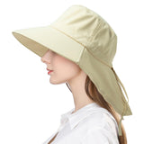 1 x Brand New TOP-EX Sun Hat Women Foldable Summer Wide Brim UV Protection with Chin Strap Beach Hat Outdoor Garden Hat Neck Flap - RRP €27.6