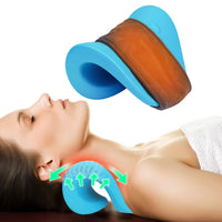 1 x RAW Customer Returns GINEKOO Heated Neck Stretcher, Neck Cloud - Cervical Traction Device with Heating Pad, Neck and Shoulder Relaxer, Neck Chiropractic Pillow for TMJ Pain Blue  - RRP €39.89