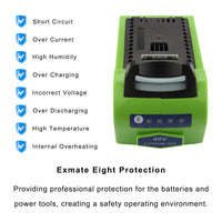 1 x RAW Customer Returns Exmate 40V 5.0Ah Batteria per GreenWorks G-MAX 29472 29282 2601102 24252 29462 29302 29662 Non Gen 1  - RRP €89.98