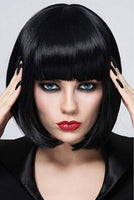 1 x RAW Customer Returns Mildiso Short Bob Black Hair Wigs Straight with Flat Bangs Synthetic Colorful Cosplay Daily Party Wig for Women Natural Like Real Hair 12 Inch 002A - RRP €20.16