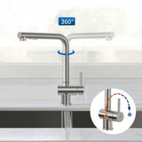 1 x RAW Customer Returns Auralum kitchen tap, high pressure kitchen tap with extendable shower, sink tap with two types of water jets, mixer tap for kitchen, 360 rotatable, kitchen tap stainless steel - RRP €46.85