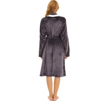 1 x RAW Customer Returns AMYTIS LINGERIE Bathrobe for Women Female Dressing Gown Soft Lightweight Plush Sleepwear with Pockets, XXL, Letter Dark Purple - RRP €31.45