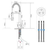 1 x RAW Customer Returns Black low pressure faucet kitchen faucet extendable low pressure kitchen 360 rotatable faucet kitchen faucet with 3 hoses cold and hot water available - RRP €58.0