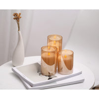 1 x RAW Customer Returns Led Candles Brown, 3 Pieces 10-15CM Led Candles with Timer Function, Outdoor Led Candles Flickering Flame with Glass, Moving Flame Powered by Battery for Birthdays Party, Valentine s Day Gift - RRP €29.99