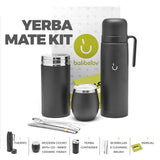 1 x RAW Customer Returns balibetov Complete Yerba Mate Set Modern Mate Gourd, Thermos, Yerba Container, Two Bombillas and Cleaning Brush Included All Premium Quality 304 18 8 Stainless Steel Black  - RRP €52.99