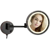 1 x RAW Customer Returns DOWRY Wall Makeup Mirror with 10x Magnification Cosmetic Mirror Black 3 Colors Lights 360 Swivel Magnifying Mirror with Light for Bathroom, 25CM - RRP €94.9