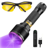 1 x RAW Customer Returns Alonefire SV41 10W 395nm UV Flashlight USB Rechargeable Ultraviolet Black Light Pet Urine Detector for UV Resin, Fishing, Mineral, Amber with UV Protective Glasses, Charger, Battery Included - RRP €27.25