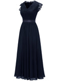 1 x RAW Customer Returns Dressystar Women s Maxi Long Evening Dress Elegant Wedding Cocktail Dress Band Navy L - RRP €64.99