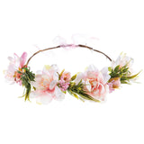 1 x Brand New Flower Garland Bridal Flower Crown Hairband Wedding Ceremony Festival Beach Pink - RRP €18.0