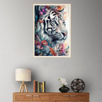 9 x Brand New 5D Diamond Art Painting Kit, Diamond Painting Pictures Set, Diamond Painting Rhinestone Embroidery Painting Painting Set for Adults, Children, Home, Wall Decorations white tiger  - RRP €54.36