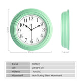 1 x RAW Customer Returns Topkey Silent Wall Clock Kitchen 9 Inch Retro Non-ticking Decorative Bedroom Office Wall Clock- Army Green - RRP €14.99