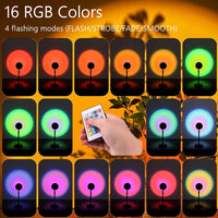 1 x RAW Customer Returns Sunset Lamp 16 Colors Sunset Lamp USB Sun Lamp 180 Rotatable Sunset Light with Remote Control LED Projector Sunlight Lamp Sunrise Lamp for Selfie Lighting, Party, Decoration - RRP €18.49