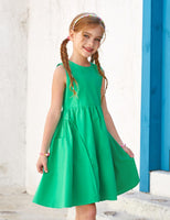 1 x Brand New GRACE KARIN Girls Dresses 134 Children s Dress 140 Cotton Simple Classic Casual Knee Length Green - RRP €27.6