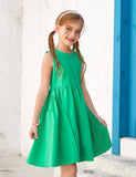 1 x Brand New GRACE KARIN Girls Dresses 134 Children s Dress 140 Cotton Simple Classic Casual Knee Length Green - RRP €27.6