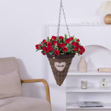 1 x RAW Customer Returns Bundles Artificial Red Roses Bouquets Artificial Mini Silk Roses with Eucalyptus Leaves Stems Outdoor Green Decoration for Wedding Home Office - RRP €17.48