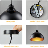 1 x RAW Customer Returns FORCOSO 2 x Pendant Light Black Gold - Modern Industrial Hanging Lamp 1-Bulb Metal Pendant Light Ceiling Light E27 for Living Room Bedroom Dining Room Kitchen Restaurant Hallway Bar Black  - RRP €69.99