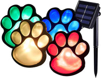 1 x RAW Customer Returns LEEMASING 4pcs Solar Paw Print Lights Garden Statue Lantern LED Pathway Lights 3 for Outdoor Garden Pathway Landscape Walkway Yard Colorful  - RRP €20.16