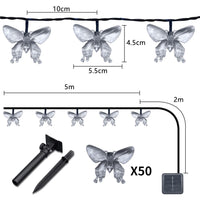 1 x RAW Customer Returns M.best Solar Fairy Lights Outdoor, 7M 50 LED Solar Fairy Lights for Outdoors with Butterfly 8 Modes Waterproof Solar Fairy Lights Outdoor for Garden, Balcony, Terrace, Weddings, Parties Purple  - RRP €13.88