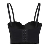 1 x Brand New Charmian Women s Spaghetti Straps Gothic PU Leather Corset Bustier Front Zipper Crop Top Bra Black 5X-Large - RRP €46.99