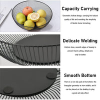 2 x RAW Customer Returns FOCCTS Pack of 2 Fruit Bowls Metal Wire Black 28 x 15 x 7.5 cm Metal Fruit Basket Rounded Design Openwork Storage for Vegetables Fruit Bread Black Semicircle  - RRP €49.98