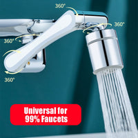 1 x RAW Customer Returns YRAKOZIN 1440 Degree Rotatable Multifunctional Extension Tap, Faucet Attachment with 2 Adjustable Aerators for Kitchen Bathroom, 1080 Faucet Extension with Aerators - Silver All Brass  - RRP €23.99