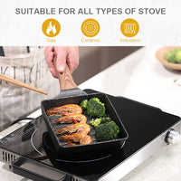 1 x RAW Customer Returns Bobikuke Tamagoyaki Pan, Japanese Omelette Egg Pan, Nonstick Aluminum Rectangular Small Pan, for Gas Stove and Induction Cooker Black  - RRP €26.59