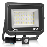 1 x Brand New Probapro 100W LED spotlight with motion detector, 10000LM floodlight outdoor spotlight super bright spotlight, IP65 waterproof LED security light for driveway, yard, garden, garage, doors - RRP €39.99